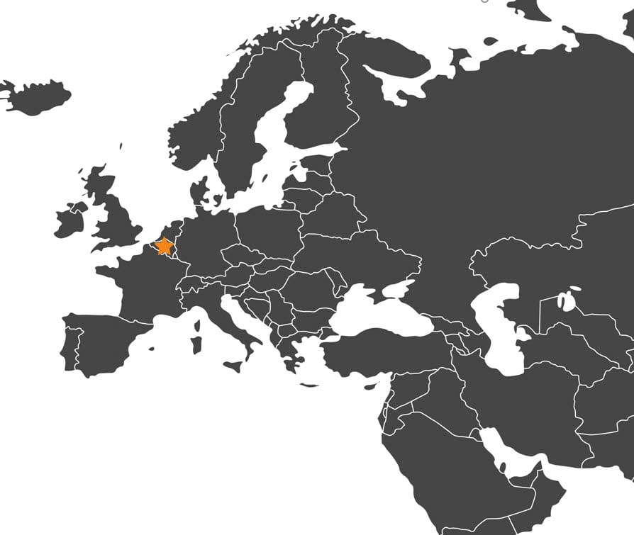 Belgium marked on map